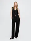 Gap Linen-blend Relaxed Straight Ankle Pants In Basic Black