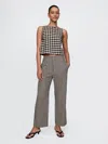 Gap Linen-blend Relaxed Straight Ankle Pants In Black Gingham