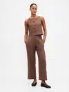 Gap Linen-blend Relaxed Straight Ankle Pants In Brown