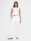 Gap Linen-blend Relaxed Straight Ankle Pants In Off White