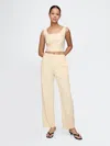 GAP LINEN-BLEND RELAXED STRAIGHT ANKLE PANTS