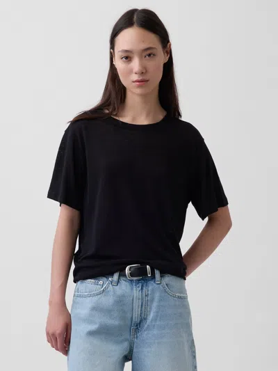 Gap Linen-blend Relaxed T-shirt In Black