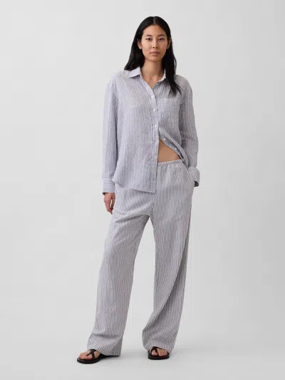 Gap Linen-blend Relaxed Wide-leg Pants In Gray