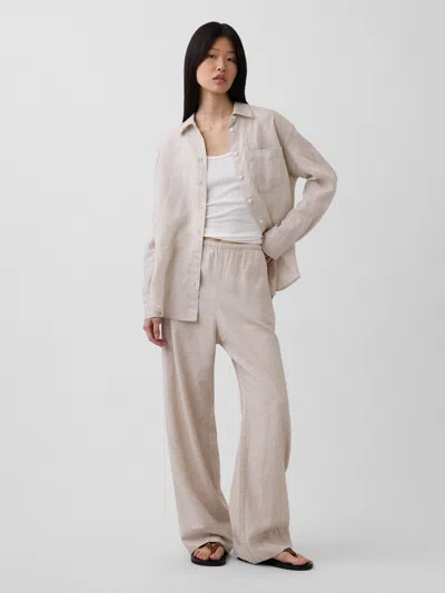 Gap Linen-blend Relaxed Wide-leg Pants In Neutral
