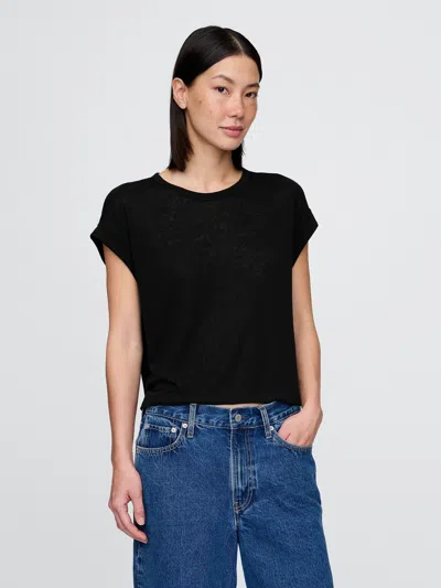 Gap Linen-blend Roll-cuff T-shirt