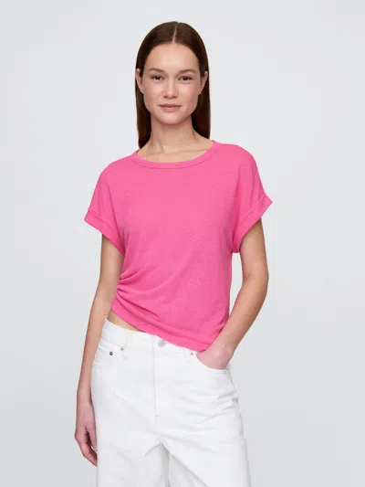 Gap Linen-blend Roll-cuff T-shirt