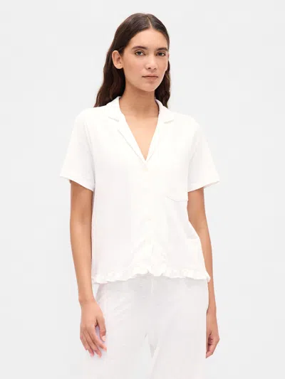 Gap Linen-blend Ruffle Pj Shirt In White