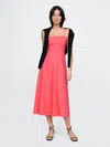 Gap Linen-blend Scalloped Midi Dress In Fresh Coral Pink
