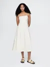 Gap Linen-blend Scalloped Midi Dress In Off White