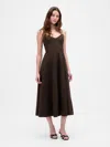 Gap Linen-blend Seamed Corset Midi Dress In Brown