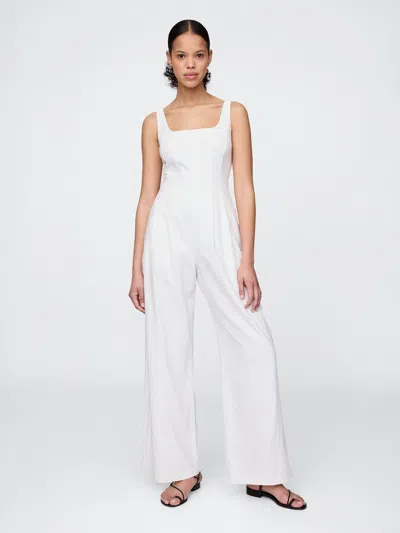 Gap Linen-blend Seamed Jumpsuit In Off White