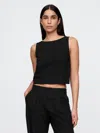 Gap Linen-blend Shell Tank Top In Black