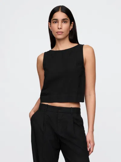 Gap Linen-blend Shell Tank Top In Black