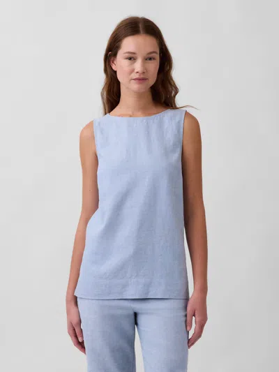 Gap Linen-blend Shell Tank Top In Blue