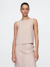 Gap Linen-blend Shell Tank Top In Flax Linen Tan