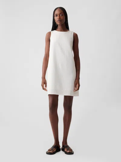 Gap Linen-blend Shift Mini Dress In Off White