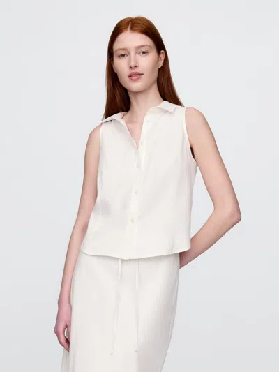 Gap Linen-blend Sleeveless Button-front Shirt