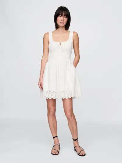 Gap Linen-blend Smocked Mini Dress In Off White