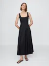 Gap Linen-blend Square-neck Maxi Dress In Black