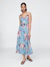 Gap Linen-blend Square-neck Maxi Dress In Blue Multi Floral
