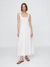 Gap Linen-blend Square-neck Maxi Dress In Off White