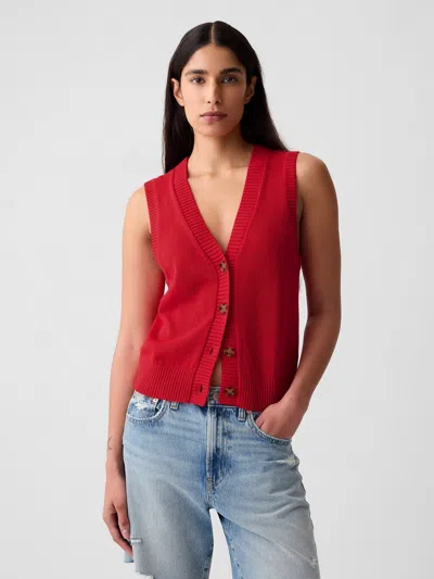 Gap Linen-blend Sweater Vest In Slipper Red