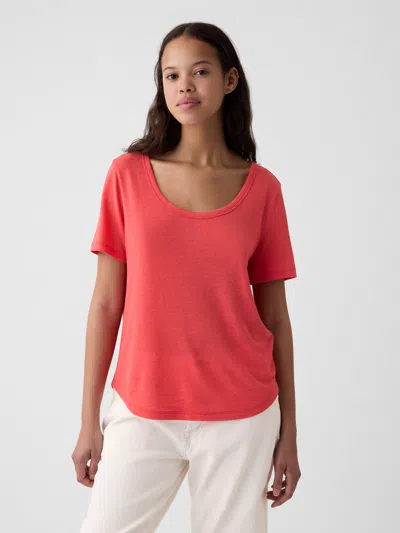 Gap Linen-blend T-shirt In Spring Coral