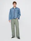 Gap Linen-cotton '90s Loose Herringbone Pants In Gasoline Green