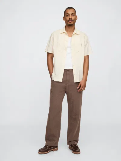 Gap Linen-cotton '90s Loose Pleated Khakis In Ground
