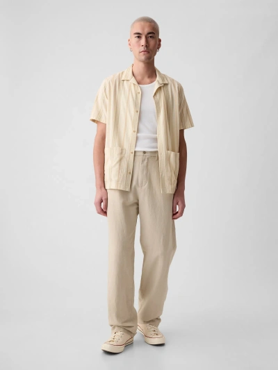 Gap Linen-cotton '90s Loose Trousers In Oatmeal