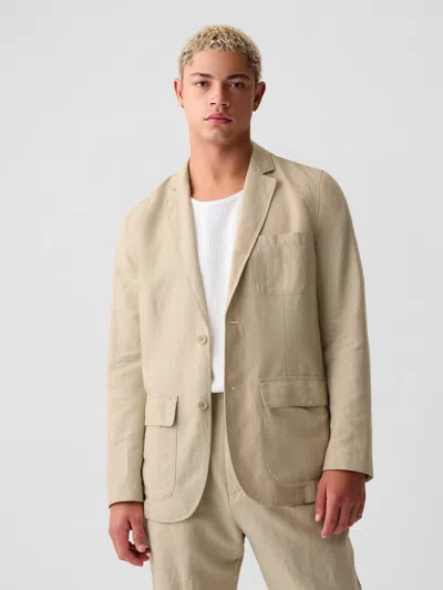 Gap Linen-cotton Blazer In Classic Khaki