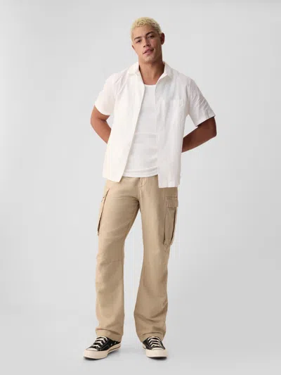 Gap Linen-cotton Cargo Pants In Classic Khaki