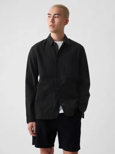 Gap Linen-cotton Chore Jacket In Black