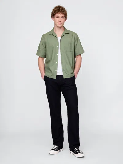 Gap Linen-cotton Khakis In Black
