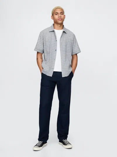 Gap Linen-cotton Khakis In Classic Navy