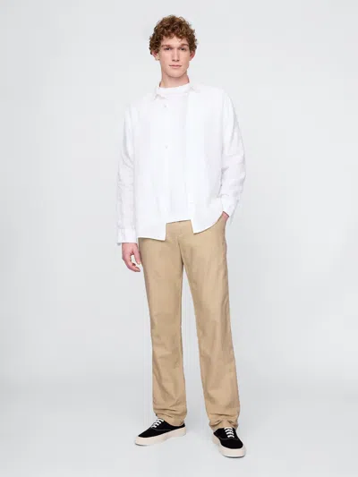 Gap Linen-cotton Khakis In Iconic Khaki