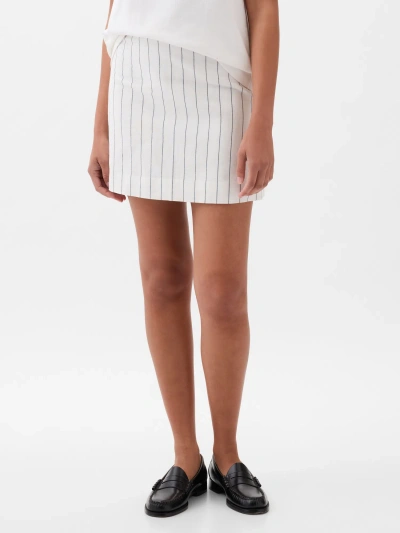 Gap Linen-cotton Mini Skirt In Off White Stripe