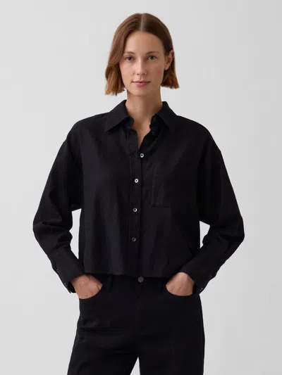 Gap Linen-cotton Oversized Shirt In Black