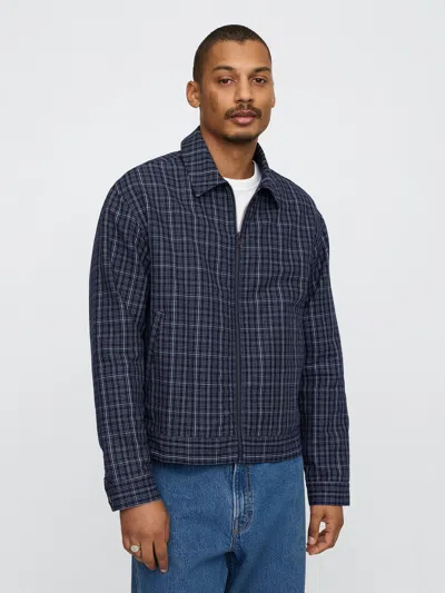 Gap Linen-cotton Plaid Relaxed Jacket In Blue
