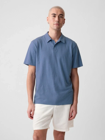 Gap Linen-cotton Polo Shirt Shirt In Bainbridge Blue