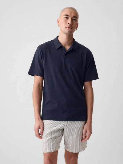 Gap Linen-cotton Polo Shirt Shirt In Dark Night