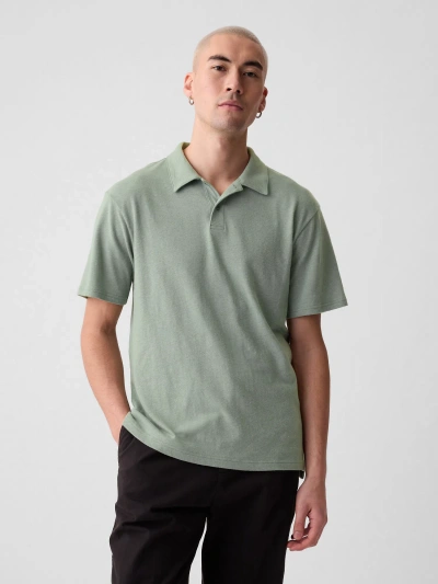 Gap Linen-cotton Polo Shirt Shirt In Sage Green