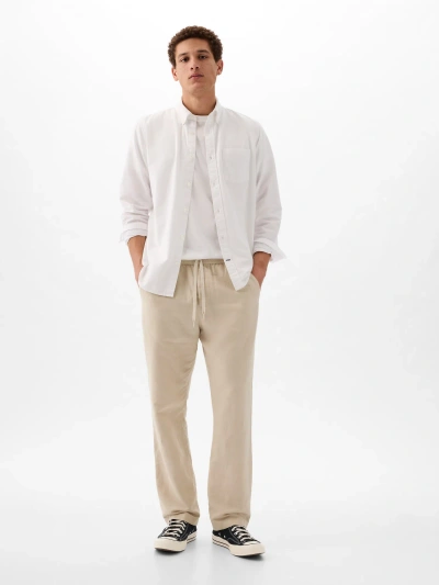 Gap Linen-cotton Pull-on Pants In Grey
