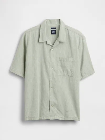 Gap Linen-cotton Relaxed Straight-hem Shirt In Green