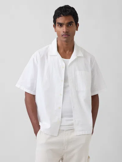 Gap Linen-cotton Relaxed Straight-hem Shirt In Multi
