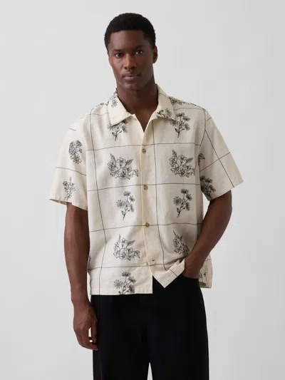 Gap Linen-cotton Relaxed Straight-hem Shirt In Multi