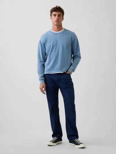 Gap Linen-cotton Relaxed Straight Pants In Blue