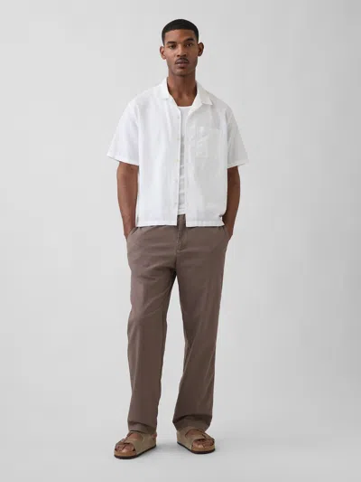 Gap Linen-cotton Relaxed Taper Pants In Neutral