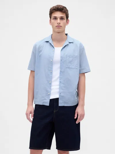 Gap Linen-cotton Shirt In Blue