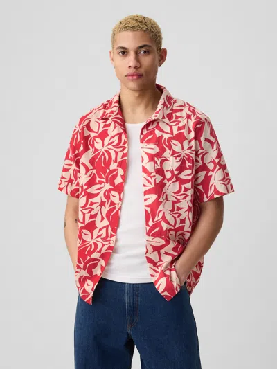 Gap Linen-cotton Shirt In Coral Floral
